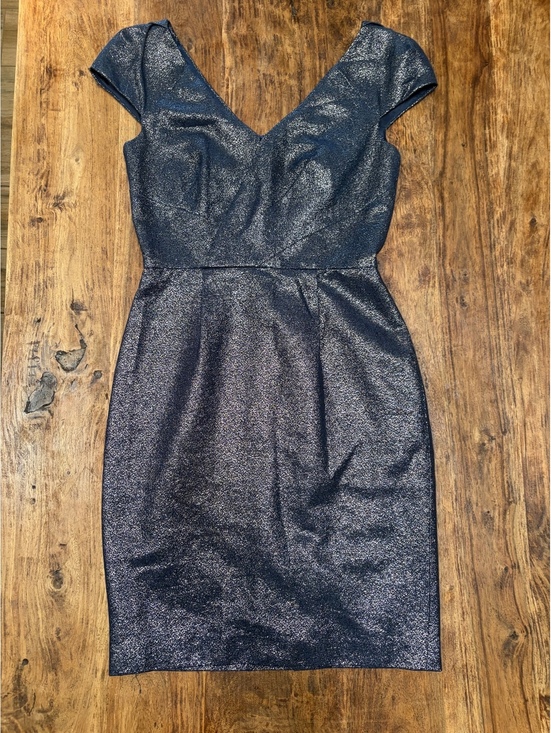 Calvin Klein Dresses & Skirts - Calvin Klein Blue Gold Metallic Sparkle Cocktail Dress Size 4